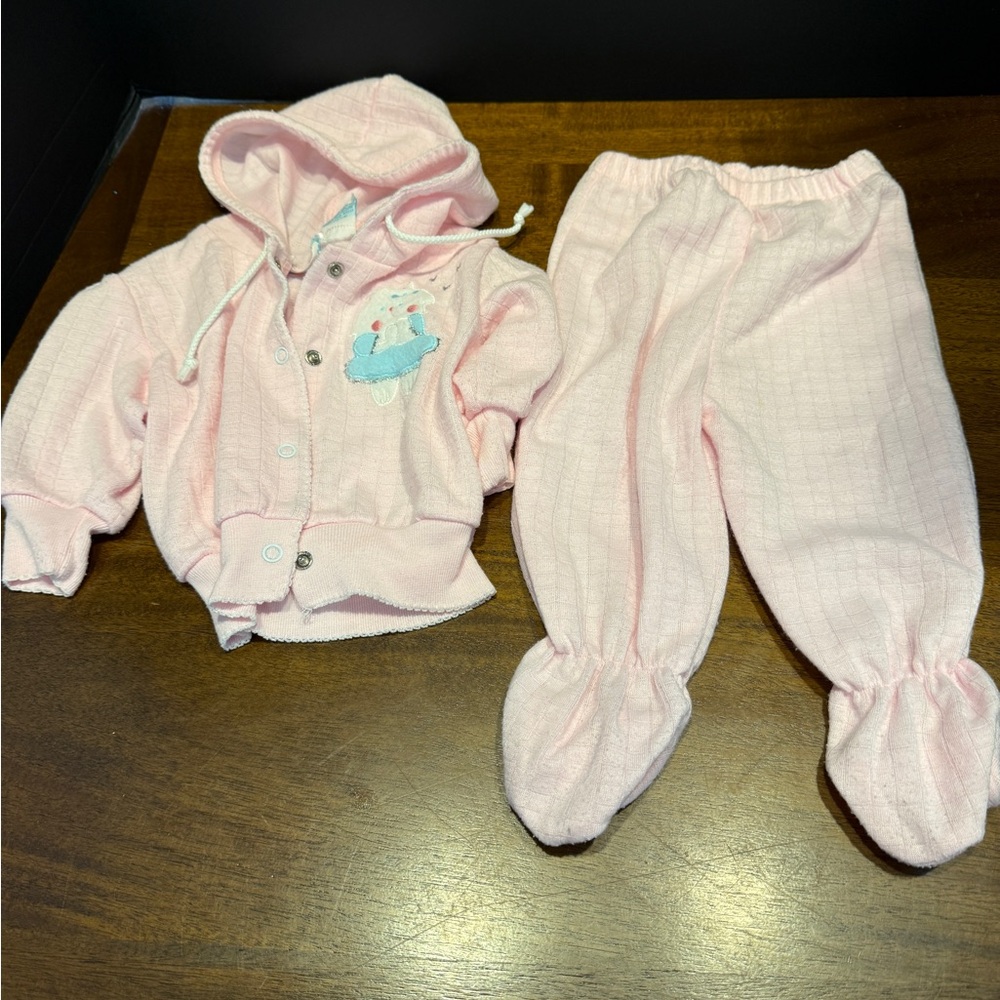 Vintage 90’s Little Miracles Cat Snap Up Sweater and Pants 6-9 Months